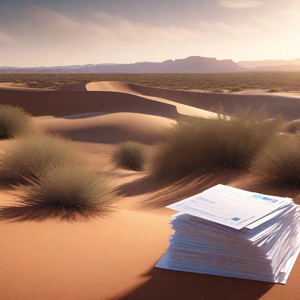 Stack of papers on the ground in the Desert