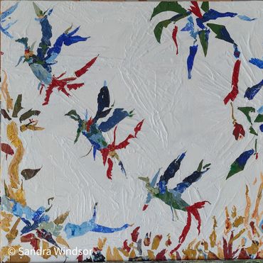 Abstract textured mosaic. The rising of the phoenix bird.