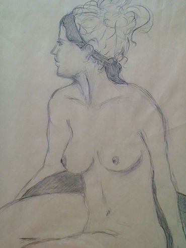 Life drawing of nude model.