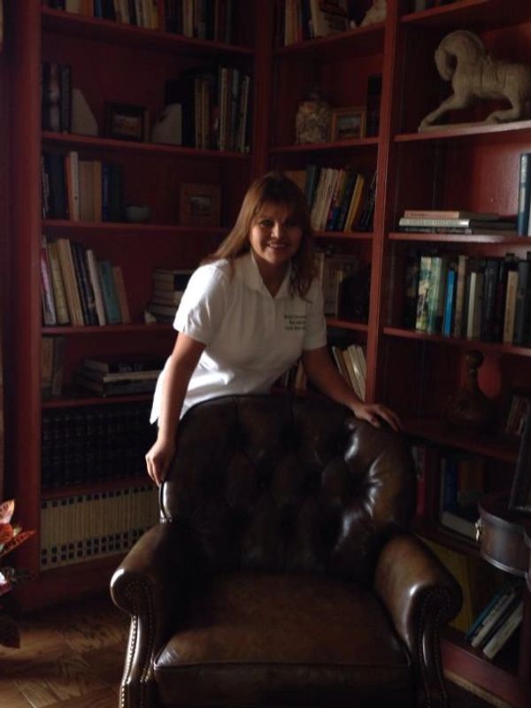 A woman with chair
