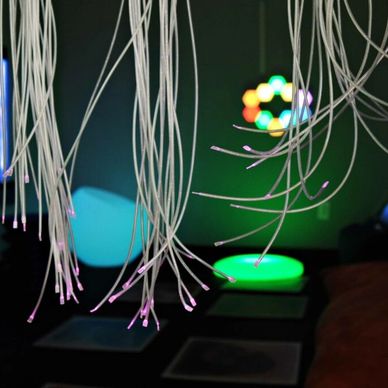 sensory room with glowing lights