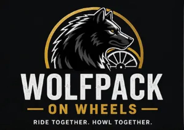 Wolfpack on Wheels logo with a wolf head and wheel graphic.