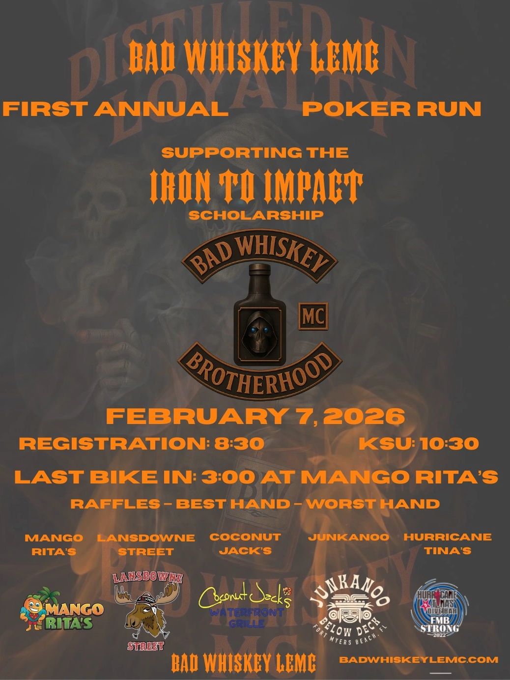 BAD WHISKEY LEMC is having it's 1st Annual Poker Run supporting the IRON TO IMPACT