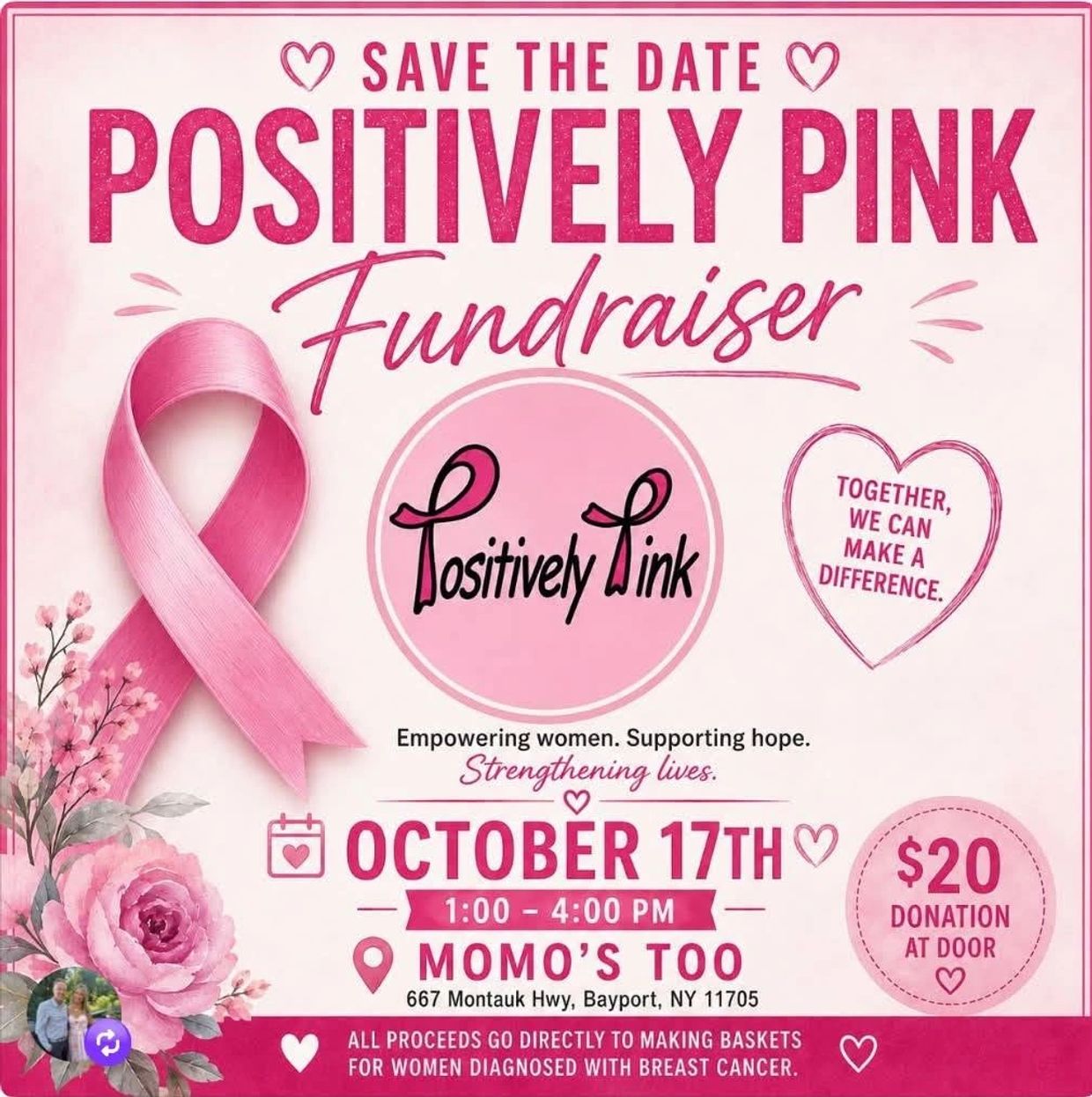 Positively Pink Fundraiser on October 17th at Momo's Too.