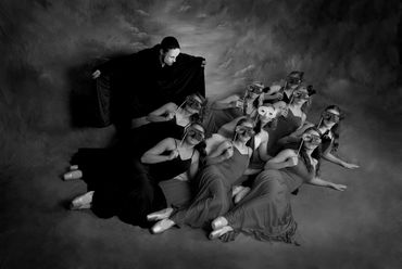 Dance portraits, dance schools, fine art dance, black and white group portraits