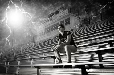 Portrait, commissioned portrait, composite image, football, stadium