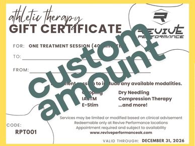Gift certificate for one athletic therapy treatment session.