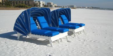 cabanas, cabana beach loungers, beach loungers, beach chairs, beach, siesta key, sarasota, florida