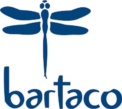 Blue dragonfly logo with 'bartaco' text.