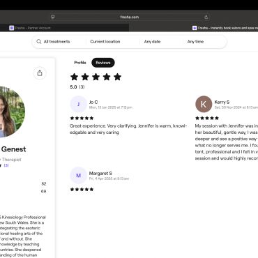 Profile and reviews of Jennifer Genest, Kinesiology Therapist, with a 5-star rating.