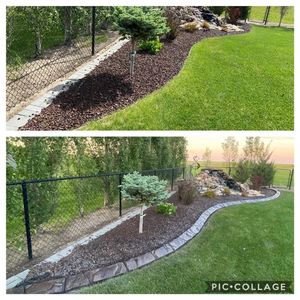 Before and after image of our natural stone curbing.