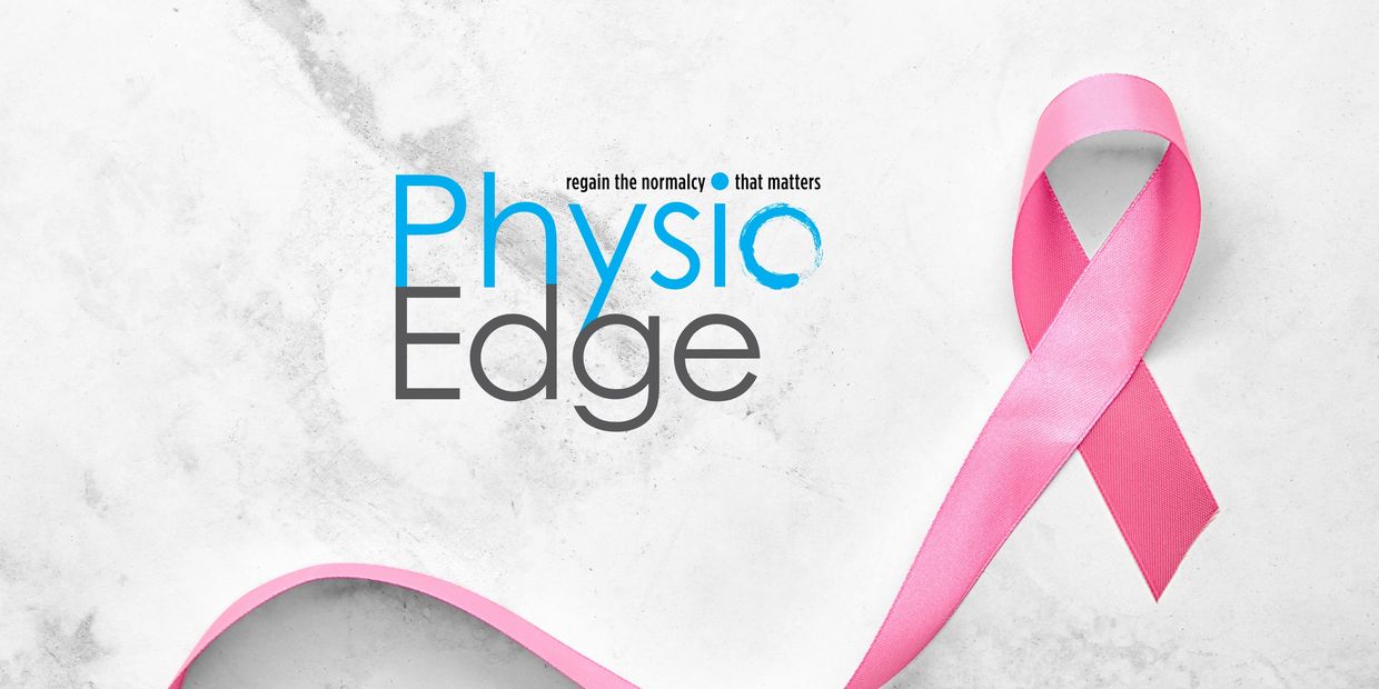 The breast cancer logo with Physio Edge logo