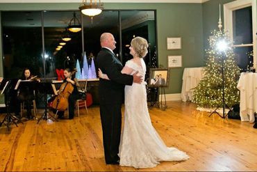 Quartet playing ceremony, cocktails, and reception