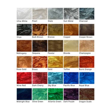 Color palette featuring 30 vibrant shades with metallic and matte textures.