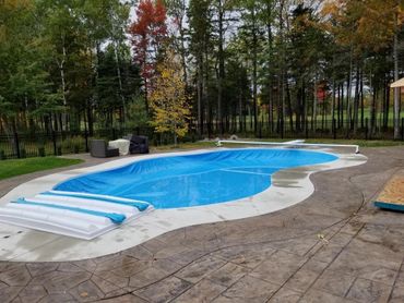 Inground pool with winter cover