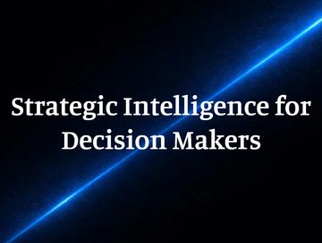 Title slide reading 'Strategic Intelligence for Decision Makers' with a blue diagonal light streak.