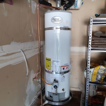Water heater replacement installation completed.