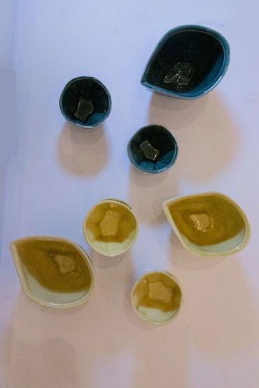 chawan slip casted glaze, chartreuse