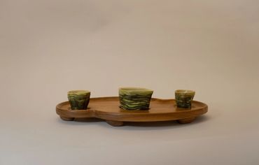 matcha, chawan, tray, walnut, teacup, tea ceremony