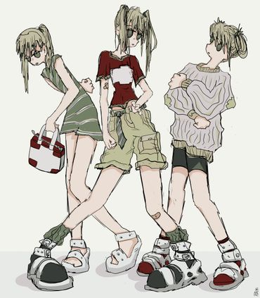 illustration, maka, fashion, soul eater, digital illustration, Maka and Soul, cross