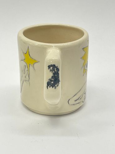 mug, graffiti, ceramics, slip casted, stamp