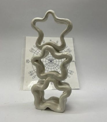 wheel thrown halos, star sculpture, oatmilk glaze