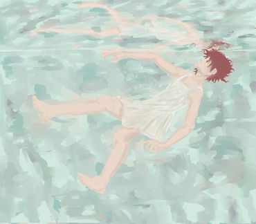 illustration,digital, lain, cyber, cyberia, robot, internet, eye, doll, watercolor, water, painting