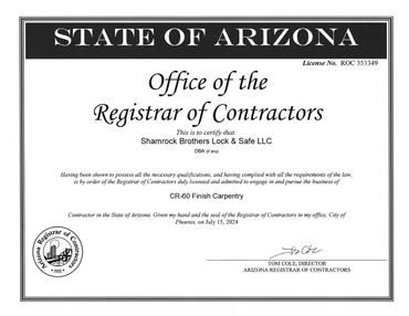 AZ ROC Arizona Registrar Contractors License