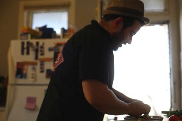 Recipe testing at home with chef Alexis Vejar.