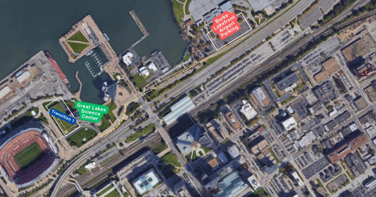 Tri CLE parking map of the North Coast Harbor