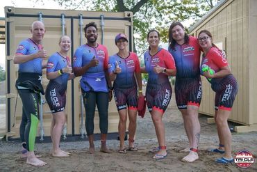 2024 Ambassador team race morning of Tri CLE on the beach.
