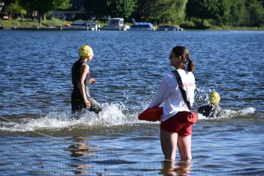 Kendra entering the water