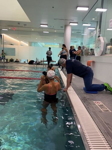 getting ready to swim