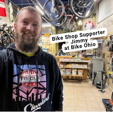 Jimmy, of Bike Ohio, wearing his Tri CLE sweatshirt #tricleshirtsinthewild