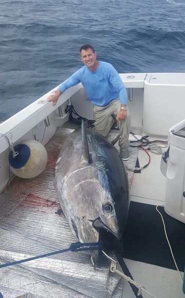 Giant Bluefin  tuna caught off Gloucester MA. Wicked Tuna fishing.