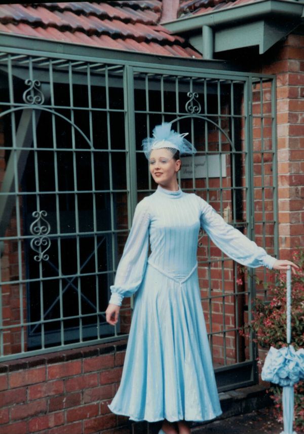 Helen Bateman Going to Oaks Day in 1993 after the garment returned from tour