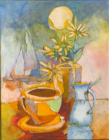 Morning at Hollywood's beach. Acrylic on canvas contemporary art by Yuval Wolfson.