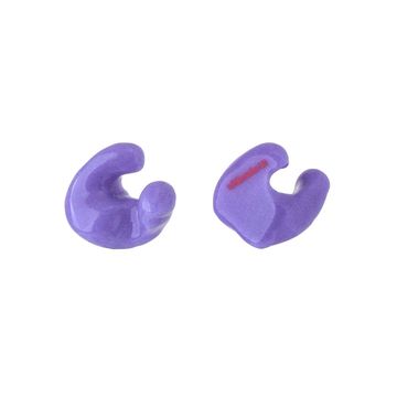 Purple custom molded earplugs designed for noise reduction.