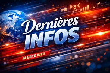 Breaking news graphic with globe and alert signal.