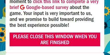 Sample screen with a link to our feedback form