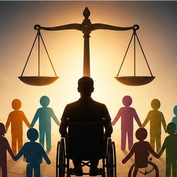 Man in wheelchair looking at an open door with a sunny outdoor path.