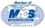 Logo of Mobile Air Conditioning Society on a world map background.
