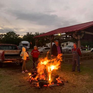 Roasting marshmallows at the bonfire