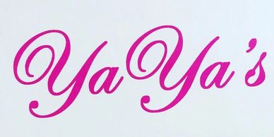 pink letters on light blue background