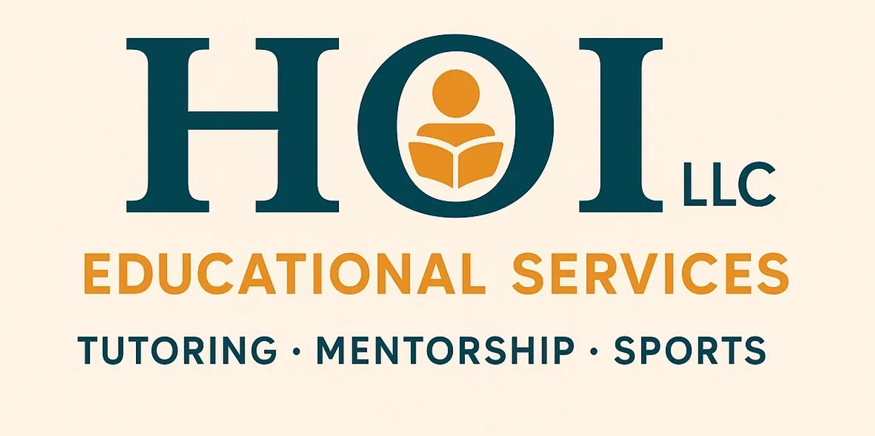 Logo for HOI LLC Educational Services offering tutoring, mentorship, and sports.