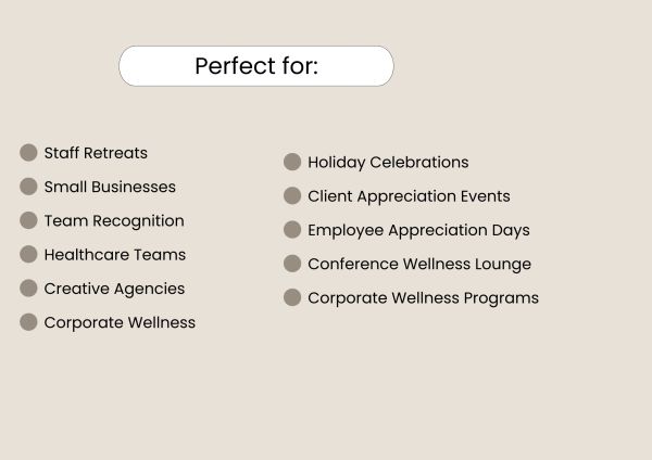 List of events perfect for various business and wellness occasions.