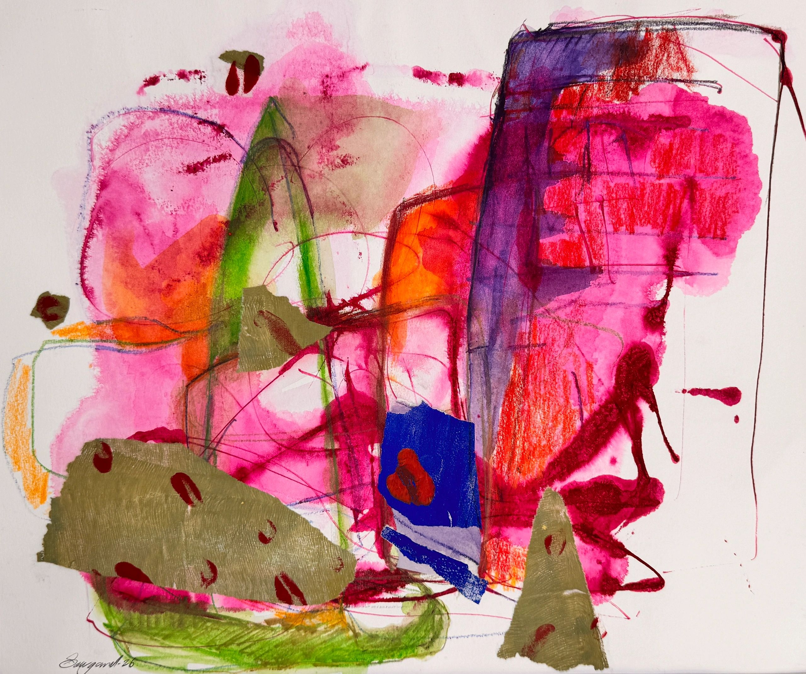 Pink light #l detail
Collage on paper
13x16”-Framed
$600.00