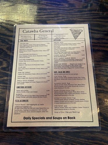 Catawba General Store Menu