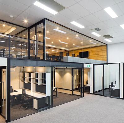 glazed office partitioning in ultra modern office space