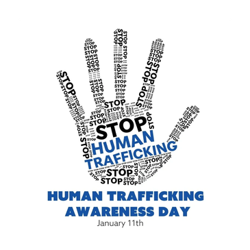 Hand graphic promoting Human Trafficking Awareness Day.